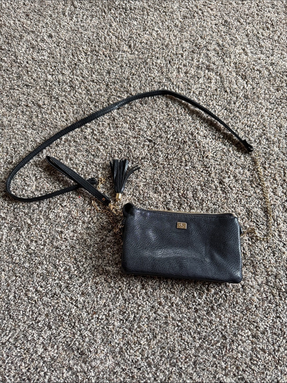 Dress Barn Black Crossbody Wristlet with Tassel -